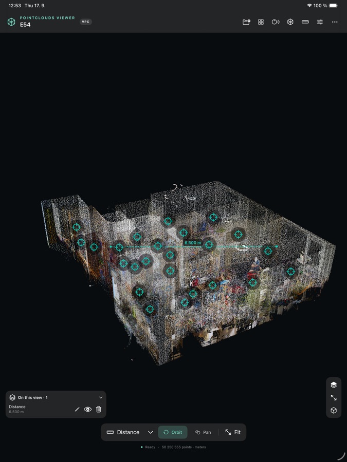 Pointclouds Viewer na iPadu.